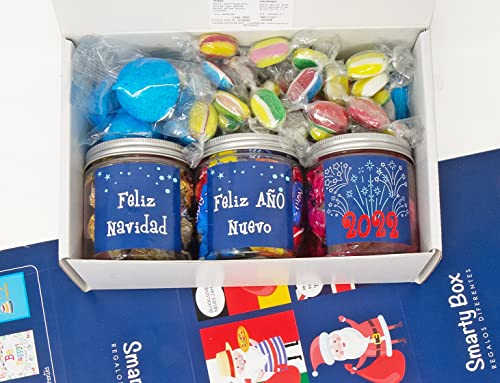 SMARTY BOX Caja Regalo Chuches Navidad Papá Noel, Regalo Original Caramelos y Gominolas sin Gluten Chucherías, Golosinas, Fabricado en España