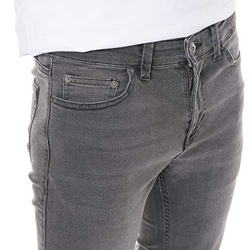Smith & Solo Pantalones vaqueros para hombre de corte ajustado, elásticos, modernos, rectos, corte básico, lavado, Alex Gris, 42W x 34L