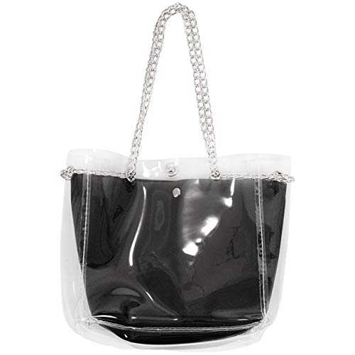 SNOWINSPRING - Bolso de plástico transparente para mujer, color blanco, Negro (Negro ), Taille Unique