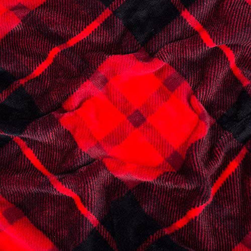 SOCHOW Manta para Sofá de Franela Suave 220 x 240 cm, Manta de Franela a Cuadros para el sofá Cama Apta para Toda la Temporada, Rojo