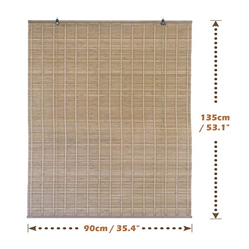 Solagua 14 Medidas de estores de bambú Cortina de Madera persiana Enrollable (90 x 135 cm, Roble)