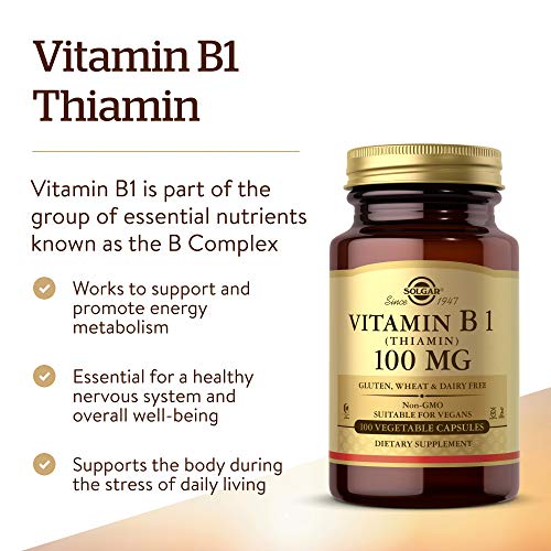 Solgar Vitamina B1 (Tiamina) 100mg Cápsulas Vegetales, 100 Unidad