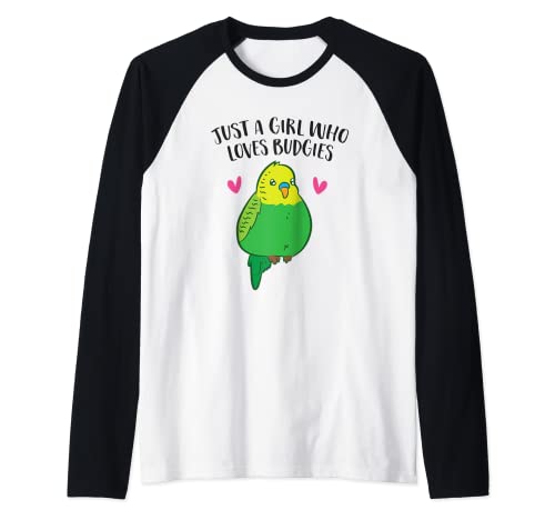Solo una chica que ama a los periquitos lindo pájaro periquito Camiseta Manga Raglan