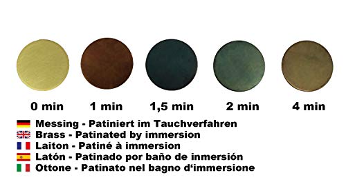 Solución Pátina para cobre y latón (250 ml) - Patinar latón - Patinado – Para envejecimiento y coloración - Efecto patinado - Envejecedor de metal
