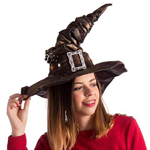 Sombrero Bruja para Halloween marrón de Tela de 38x45x45 cm - LOLAhome