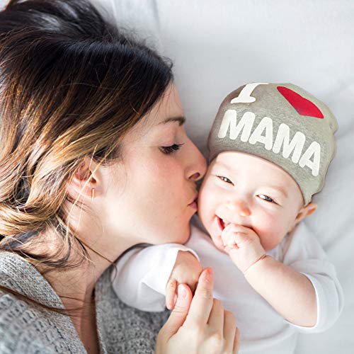 Sombrero de gorrita tejida para niños pequeños Gorro de gorrita tejida de punto, lindo sombrero para bebés bebés, niñas de 0 a 2.5 años, amo a mamá/papá, gorro de bebé, paquete de 2