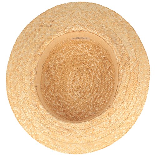 Sombrero de Paja ala Ancha | Sombrero Boater 100% Paja de Trigo | Sombrero de Verano Cinta Negra, ala 6cm de Ancho, Beige.