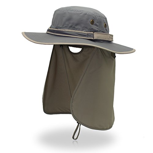 Sombrero de Sol Verano de los Hombres al Aire Libre protección UV Sombrero Playa Sombrero de ala Ancha Cubo Sombrero Plegable Safari Boonie Sombrero de Pesca con Ajustable
