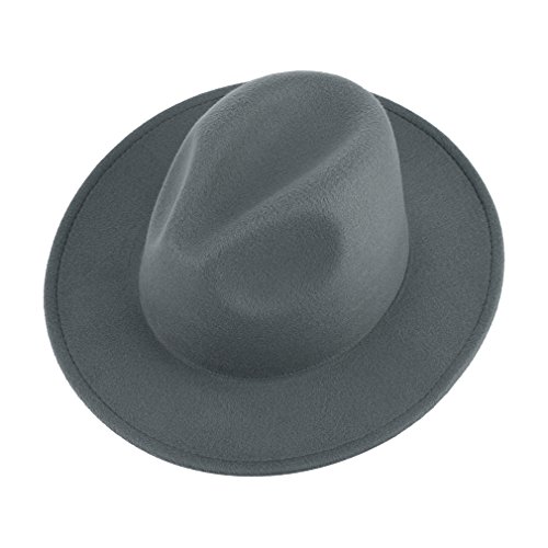 Sombrero Fedora Sombreros de Sombrerera de Jazz para Hombres-VintageTrilby Cap for Men Sombrero Panamá Sombrero de ala Ancha(Gris)