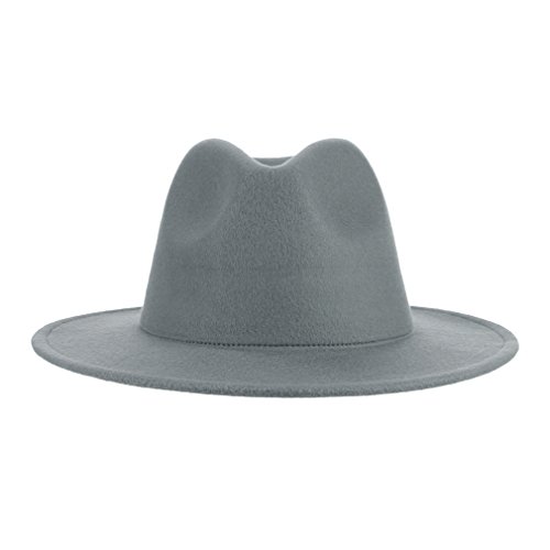 Sombrero Fedora Sombreros de Sombrerera de Jazz para Hombres-VintageTrilby Cap for Men Sombrero Panamá Sombrero de ala Ancha(Gris)