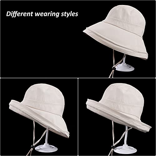 Sombrero para el Sol Sombrero de ala Ancha Prueba de Viento Gorro de Cubo de Algodón Protección UV para Mujer Verano al Aire Libre