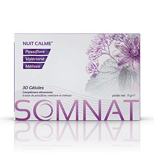 SOMNAT 30 cápsulas | Noche tranquila y calmante | Acción sinérgica de Pasiflora, Valeriana y Melisa | Producto 100% natural, sin adicción