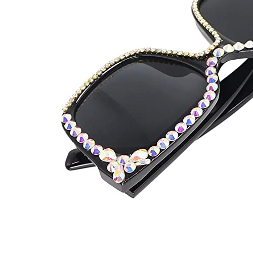 SONGYUAN Gafas de sol de diamante con montura grande, estilo europeo y americano, para pasarela, color negro