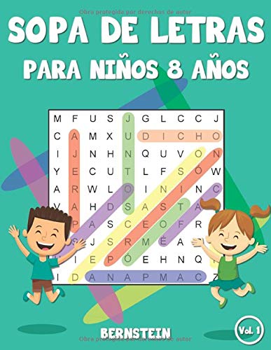 Sopa de letras para niños 8 años: Juego didácticos para niños - Con soluciones y letras grandes (Vol. 1)