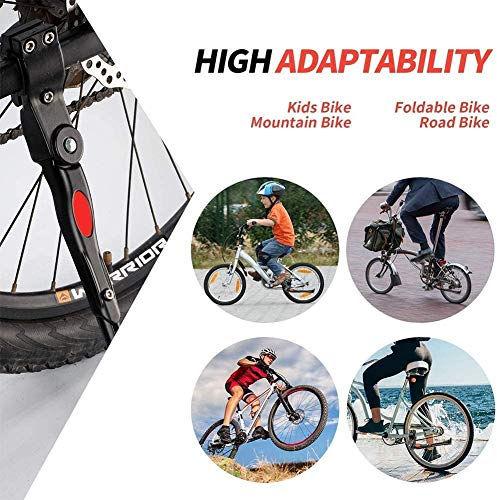 Soporte Lateral de Bicicleta Ajustable, Caballete Lateral de Bicicleta de Aluminio con Llave Hexagonal y Pie de Goma, Compatible para Bicicletas Niños y Adultos, MTB y Bici de Carretera