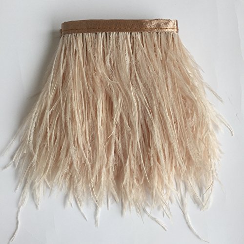 Sowder - Ribete de plumas de avestruz con cinta de satén para vestidos, costura, manualidades, disfraces, decoración; paquete de 1,83 cm