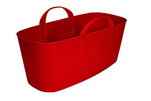 SP Berner - Cubo Plastico Rectangular | Capazo de Plastico con Asas - 10 litros - Rojo