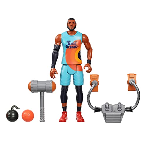 Space Jam 2: A New Legacy - Figura de acción articulada de 12 Pulgadas (12 Pulgadas), diseño Oficial de Lebron James con mazo, Bloqueador, Baloncesto y Accesorios de Pluma de Cesta