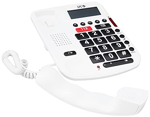 SPC Comfot Volume – Teléfono Fijo sobremesa con Teclas Grandes, Volumen Extra Alto, Manos Libres, Botón SOS y 2 Memorias Directas