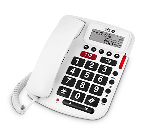 SPC Comfot Volume – Teléfono Fijo sobremesa con Teclas Grandes, Volumen Extra Alto, Manos Libres, Botón SOS y 2 Memorias Directas