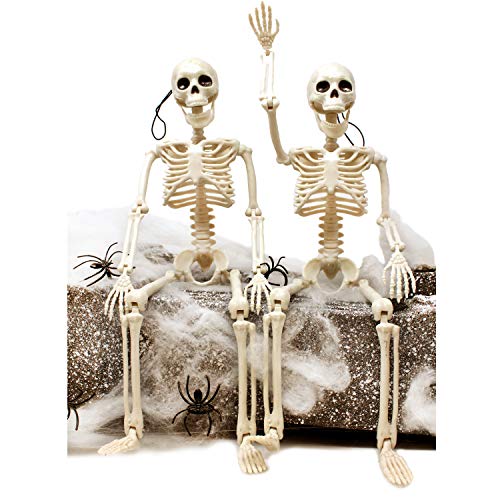 Spooktacular Creations 2pcs Esqueletos de 40.6cm Esqueleto de Cuerpo Entero con Articulaciones Movibles Halloween