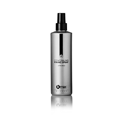 Spray fijador K-Max, 250 ml. Es un spray/laca sin gas creada específicamente para aumentar la fijación de las fibras capilares de K-Max en el cabello.