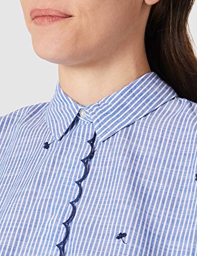 Springfield Blusa Rayas Bordados Camisa, Azul Medio, 38 para Mujer