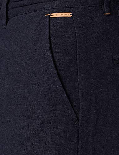 Springfield Chino Lino cordón Pantalones, Azul Oscuro, 44