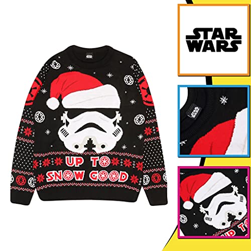 Star Wars Soldado de Asalto hasta la Nieve Buena Puente de Punto para Hombres Negro XL | Feo Feria suéter de Navidad Puente Isla de Navidad Ideas de Regalos para Hombre Ropa