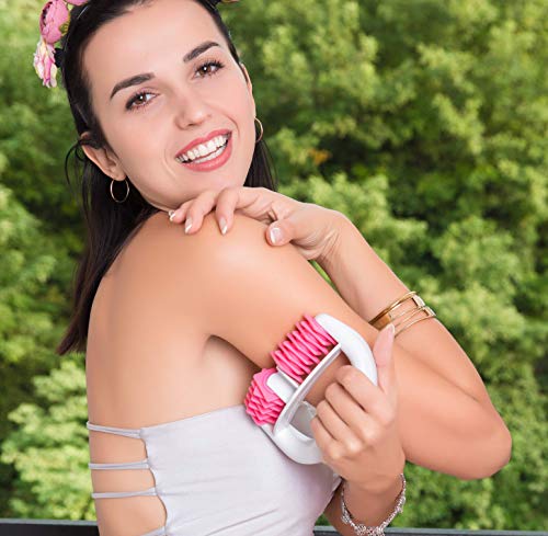 Stephanie Franck Beauty Set AntiCelulitica1 - con Masajeador Body Roller, Ventosas adelgazantes S + L y funda de algodón (rosa)