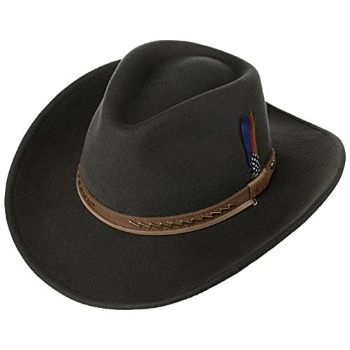 Stetson Sombrero de Lana Silco Western Hombre - Outdoor Fieltro Vaquero con Tira para el mentón Verano/Invierno - XL (60-61 cm) marrón