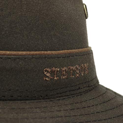 Stetson Traveller Waxed Cotton Avasun Mujer/Hombre - Sombrero de Tela Outdoor algodón con Ribete Verano/Invierno - S (54-55 cm) marrón Oscuro
