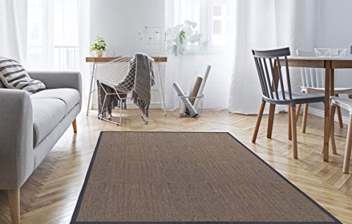 STORESDECO - Alfombra Vinílica Deblon con Ribete, Alfombra de PVC Antideslizante y Resistente, Ideal para Salón, Pasillo, Cocina, Baño… | Ribete, Color Marrón, 120 cm x 180 cm