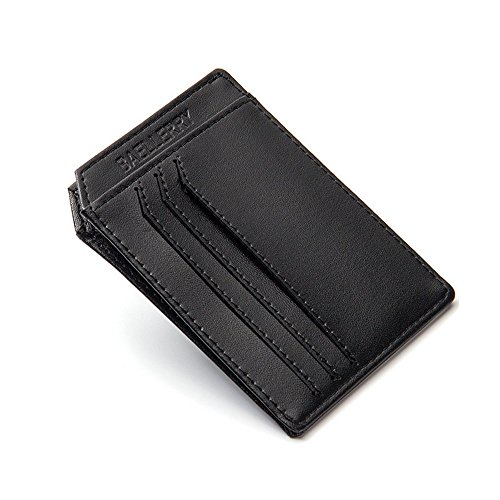 Strimm Monedero pequeño de bolsillo de cuero mini ultra delgado Portatarjetas de bolsillo frontal de bolsillo