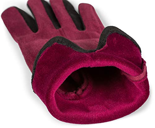 styleBREAKER Guantes para damas con pantalla táctil con contraste de colores y forro polar, guantes térmicos calientes, invierno 09010030, color:Burdeos-Rojo