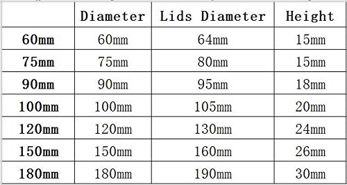 Sucastle Vidrio de platos de Petri con párpados 5 unids Alto Borosilicato Vidrio Petri Platos de Petri Platos de cultivo bacteriano para el experimento de laboratorio escolar EXPERIMIENTE Laboratorio