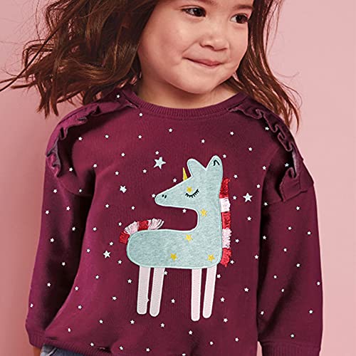 Sudadera de manga larga para niñas con diseño de unicornio de algodón para niños de 1 a 7 años