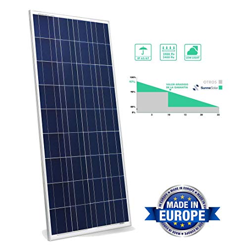 SunneSolar - Panel Solar de Policristalino con 60 células 280W 24V ideal para vivienda habitual chalets e instalaciones en casas de campo. Fabricado en Europa