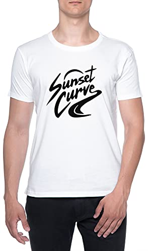 Sunset Curve Hombres Camiseta De Manga Corta Blanco Cuello Redondo Men T-Shirt White Round Neck S