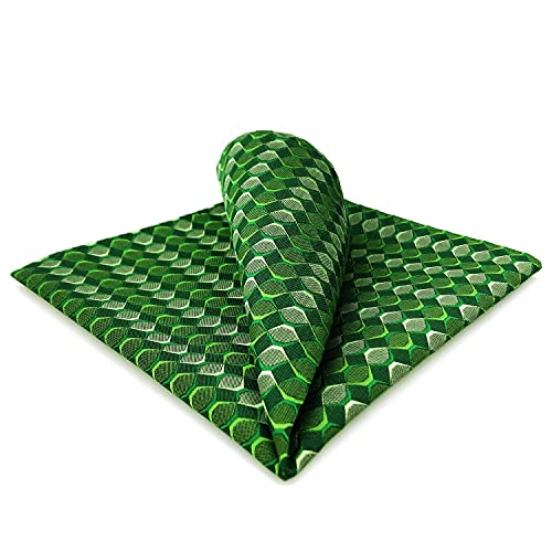 S&W SHLAX&WING Conjuntos de corbata para hombre Corbatas a cuadros verde esmeralda Corbata de tamaño clásico con conjunto de pañuelo de bolsillo