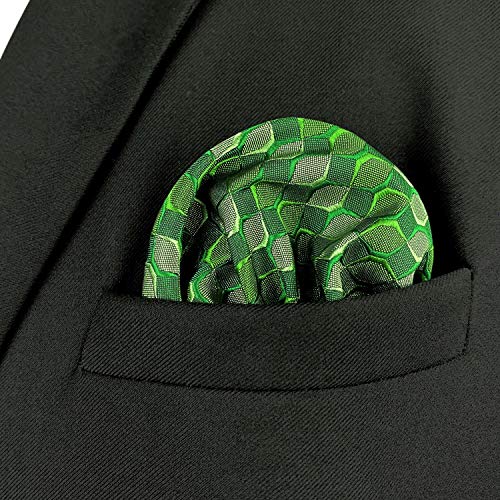 S&W SHLAX&WING Conjuntos de corbata para hombre Corbatas a cuadros verde esmeralda Corbata de tamaño clásico con conjunto de pañuelo de bolsillo