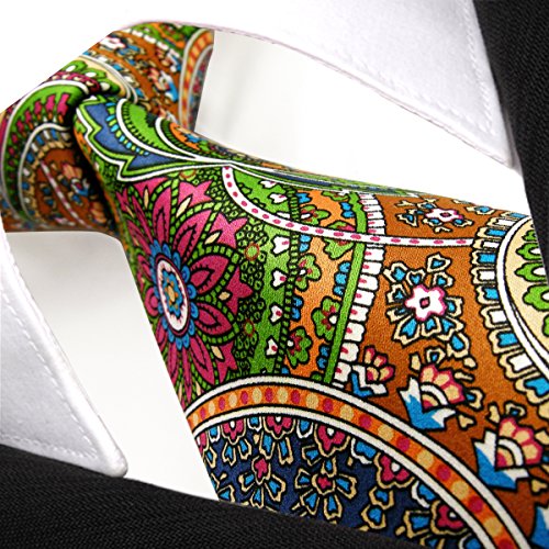 S&W SHLAX&WING Ties Herren Verde Naranja Luxury Krawatte Extra Lang 160cm