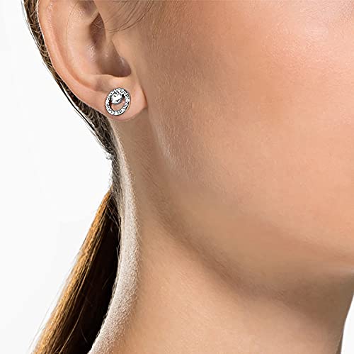 Swarovski Pendientes Creativity Circle, blanco, Baño de Rodio