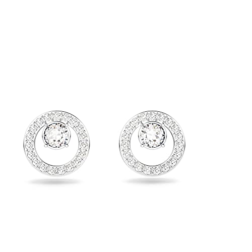 Swarovski Pendientes Creativity Circle, blanco, Baño de Rodio