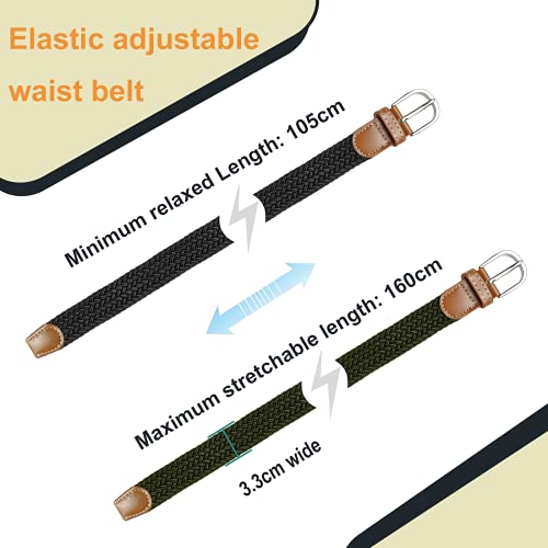 SWAUSWAUK Cinturón Elástico para Hombres y Mujeres - Cinturón Elástico Cómodo Trenzado Unisex para Jeans Pantalones (Negro, M)