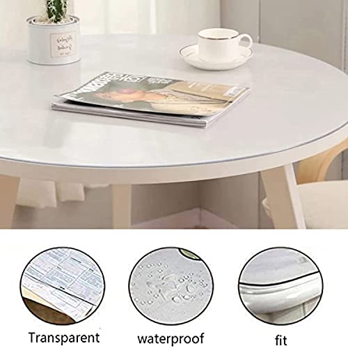 SWD TWTH Protector de mesa transparente, de PVC para mesa de mesa, de plástico transparente, impermeable, antideslizante, para muebles, redondo, 120 cm