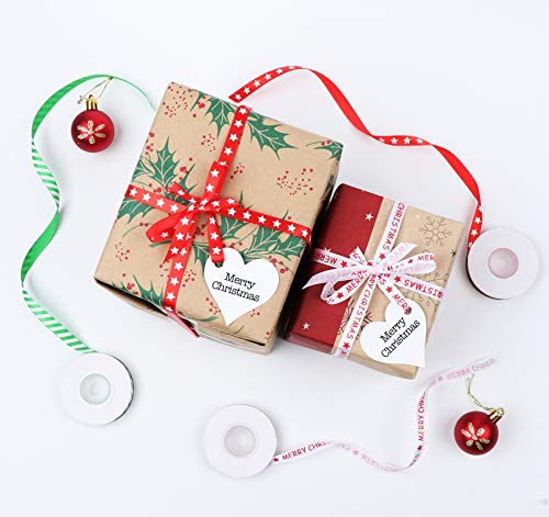Sweelov 200 m de cuerda de panadero con 30 m de cinta de Navidad, hilo de algodón, rojo y verde, cinta de satén para regalo de Navidad