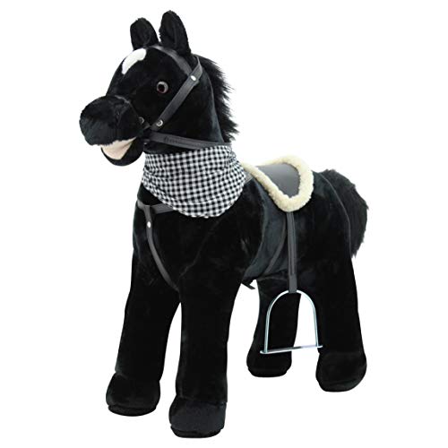Sweety Toys- Plüsch 12664-Caballo de Peluche My Little Pony, con función de Sonido, Galope y Pesas, sillín y estribos, Color Negro (12664)