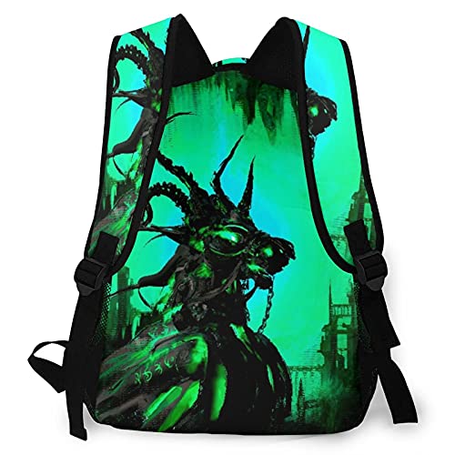 SXCVD Mochila informal,Caballo mágico verde con cuernos y ojos verdes venenosos,Mochila para portátil de negocios,Mochila de viaje de senderismo para hombres,mujeres,adolescentes