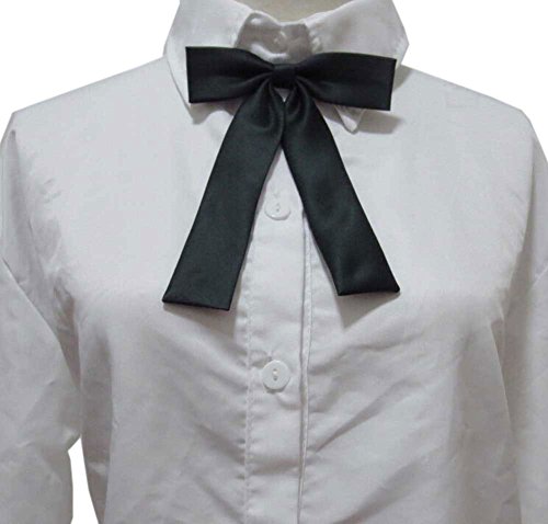 SYAYA Corbata de señoras para mujer fiesta ajustable pre-atado pajarita color sólido pajaritas para mujeres corbatas WLJ08, Negro, talla única